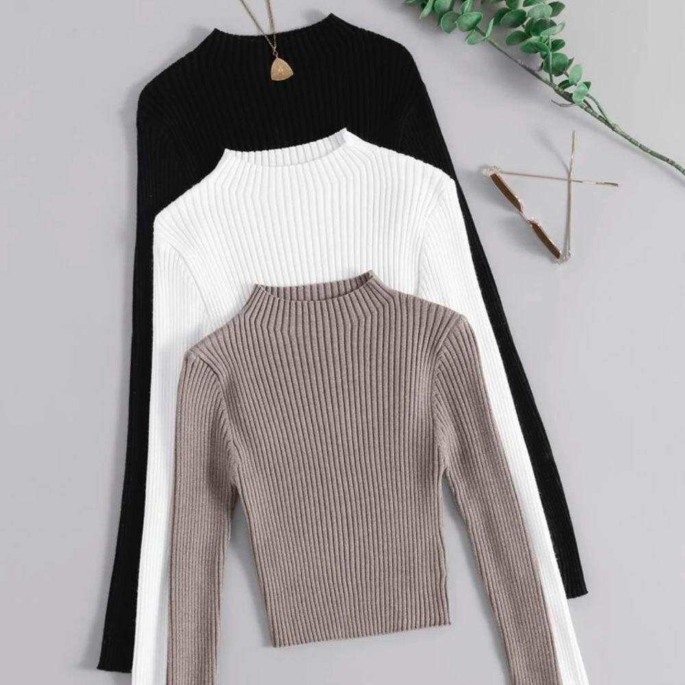 Neck Ribbed Knit Sweater